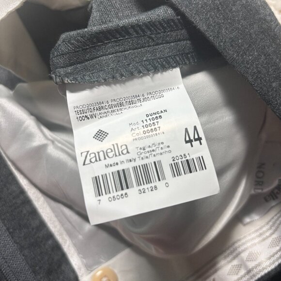 Zanella Nordstrom Gray 100% Wool Dress Pants Slacks 44x32 Duncan Trousers Italy - Picture 6 of 8